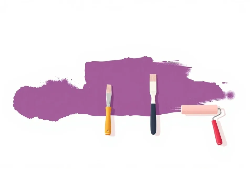 Outils de peinture disposés dans l'ordre des étapes du chantier